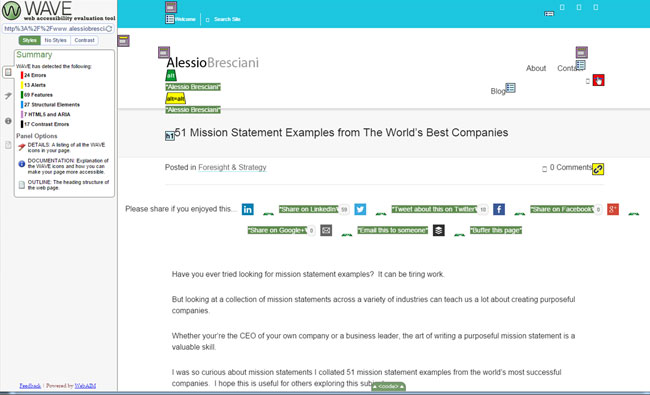 Example of Best Website Tools from Wave Web Accessibility